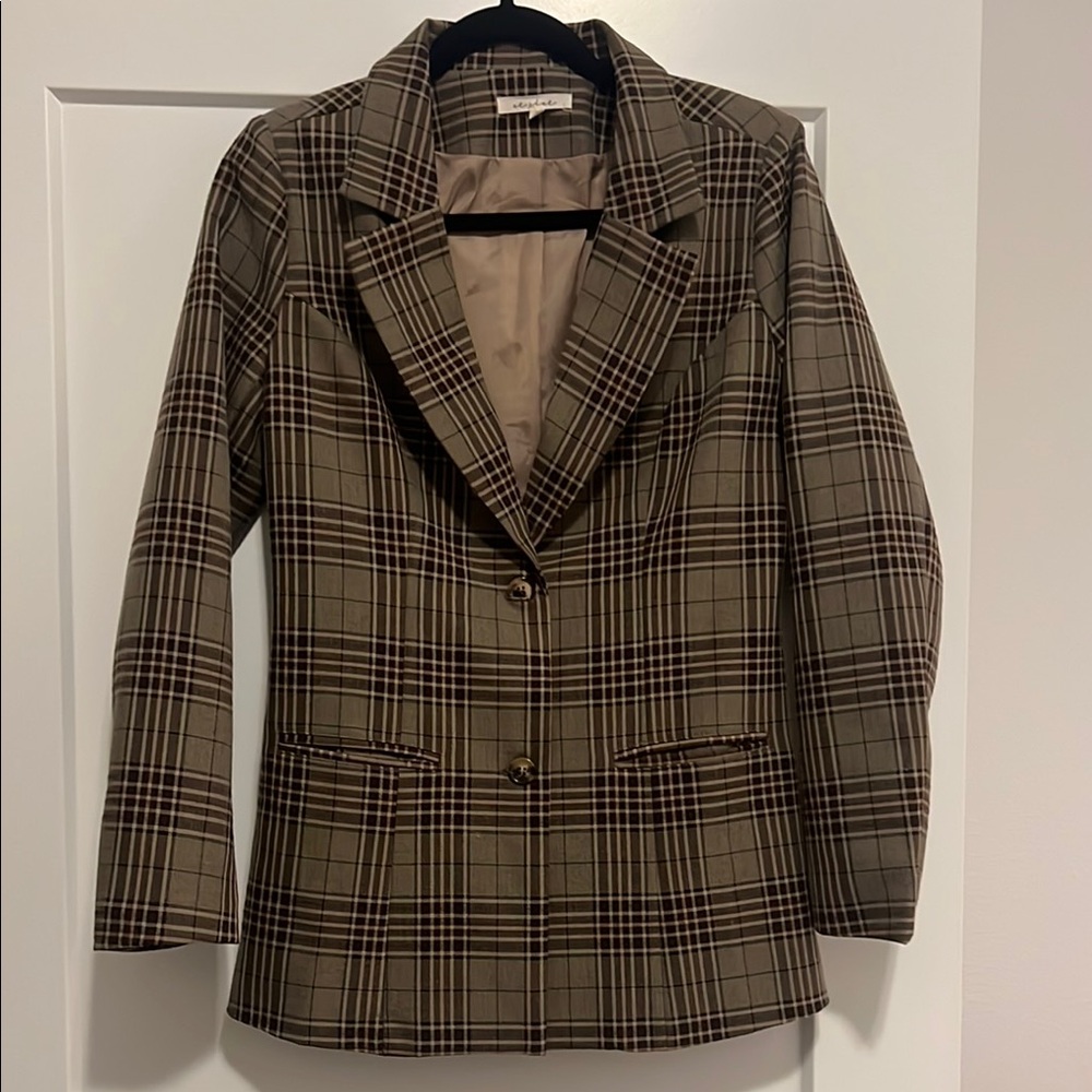 Plaid Brown Women's Blazer